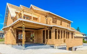 house under construction with wooden framing